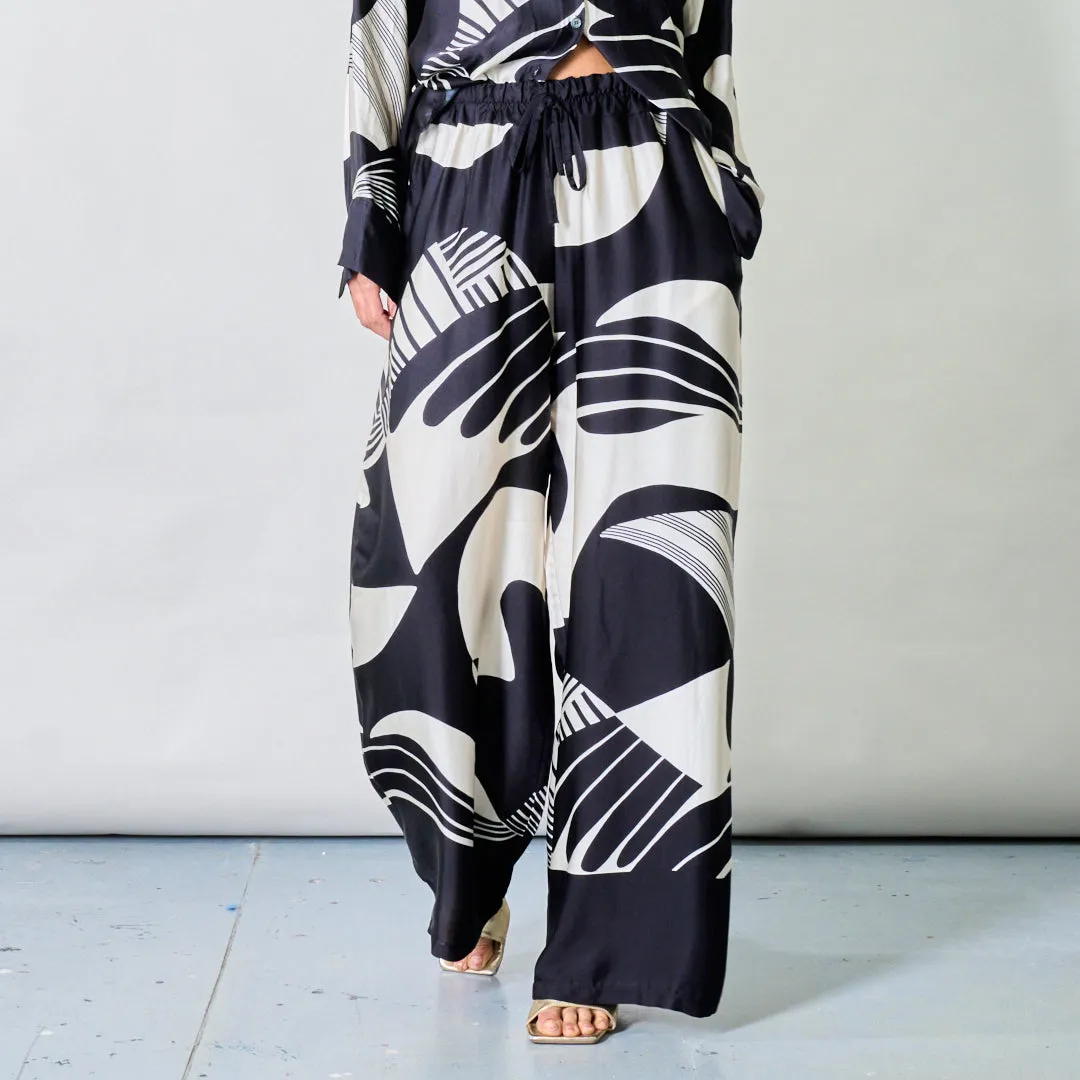 Abstract wave wide-leg pants wholesale