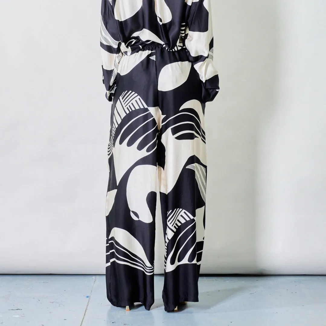 Abstract wave wide-leg pants wholesale