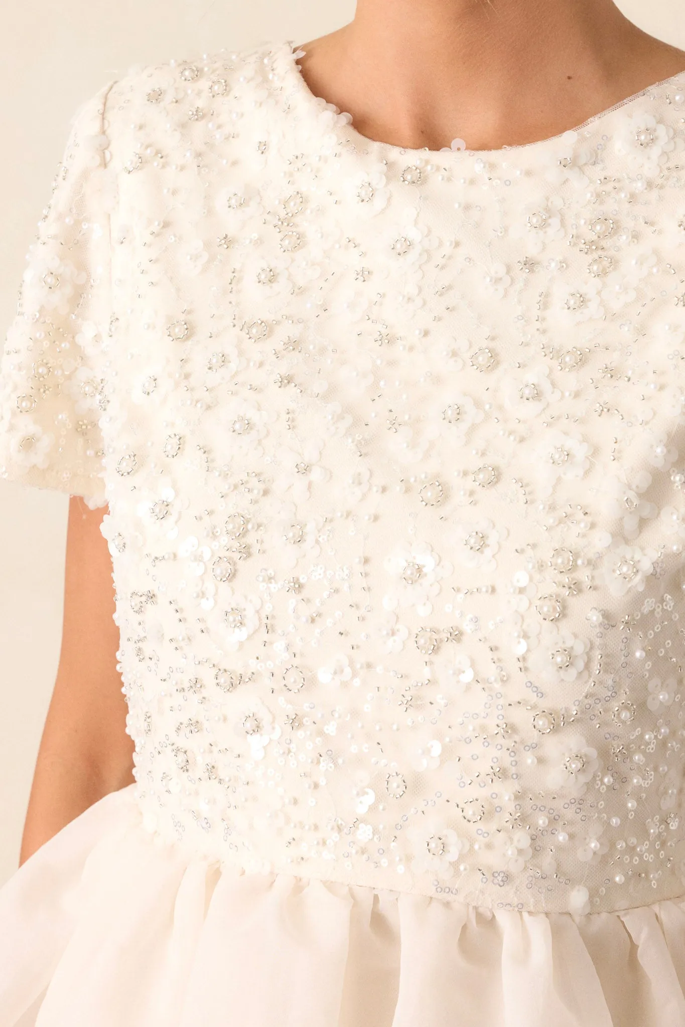 Always A Dreamer Ivory Pearl Embellished Midi Dress