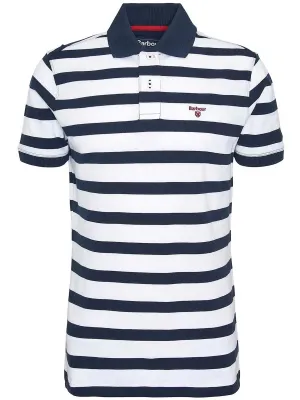 BARBOUR Striped Sports Polo Shirt - Men's - Classic Navy - Size: Medium