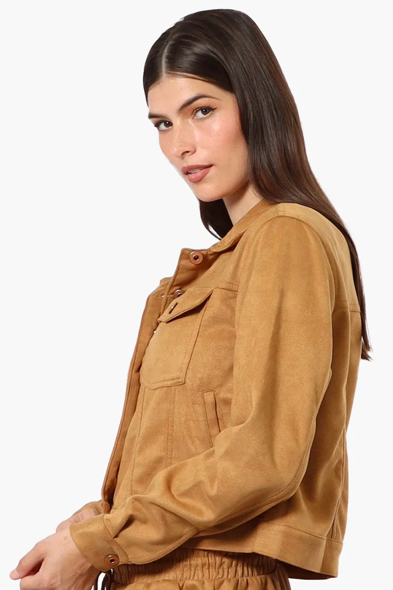 Beechers Brook Button Up Suede Trucker Lightweight Jacket - Caramel