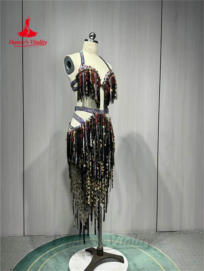 Belly Dance Costume Suit Customsized Women's Tassels Bra irregular Long Skirt Oriental Dance Professional Performance Clothing