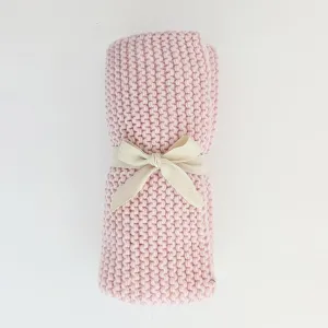 Blush Garter Stitch Knit Blanket