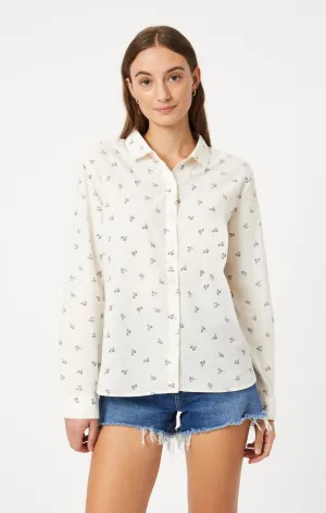 BUTTON-UP LONG SLEEVE SHIRT IN SIMPLE FLOWER PRINT