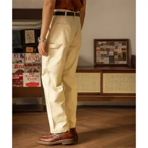 Cream-Colored Relaxed Straight Men's Painter's Pants