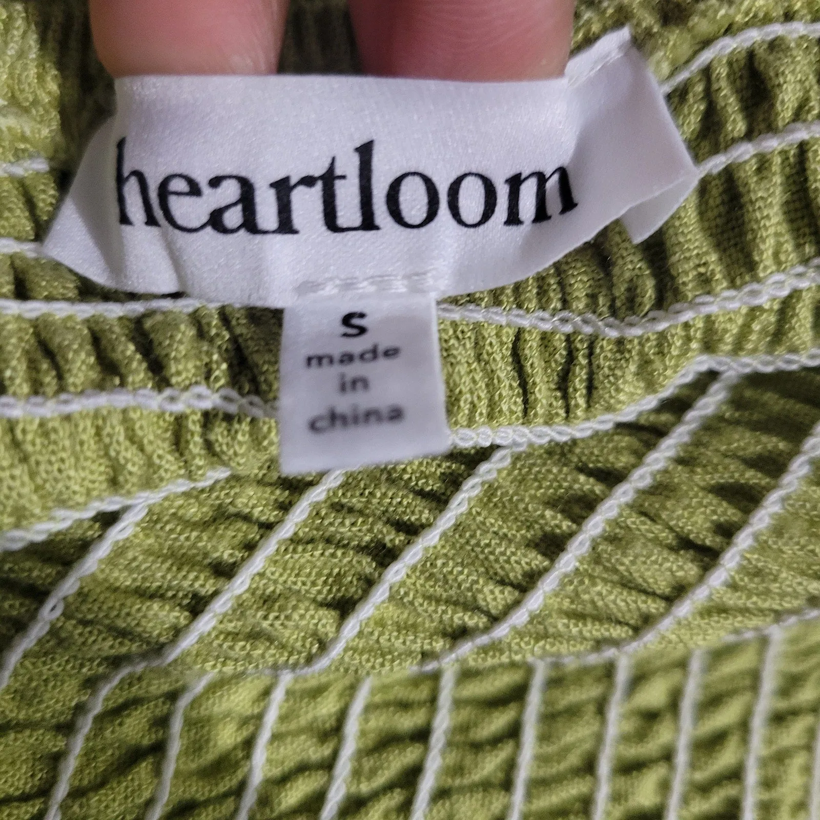 Heartloom Blake Jumpsuit Green Linen Rayon Waist Cutout Straight Leg Elastic Size Small