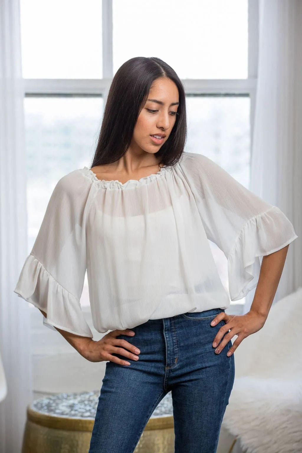 It's A Breeze Off The Shoulder Blouse - White