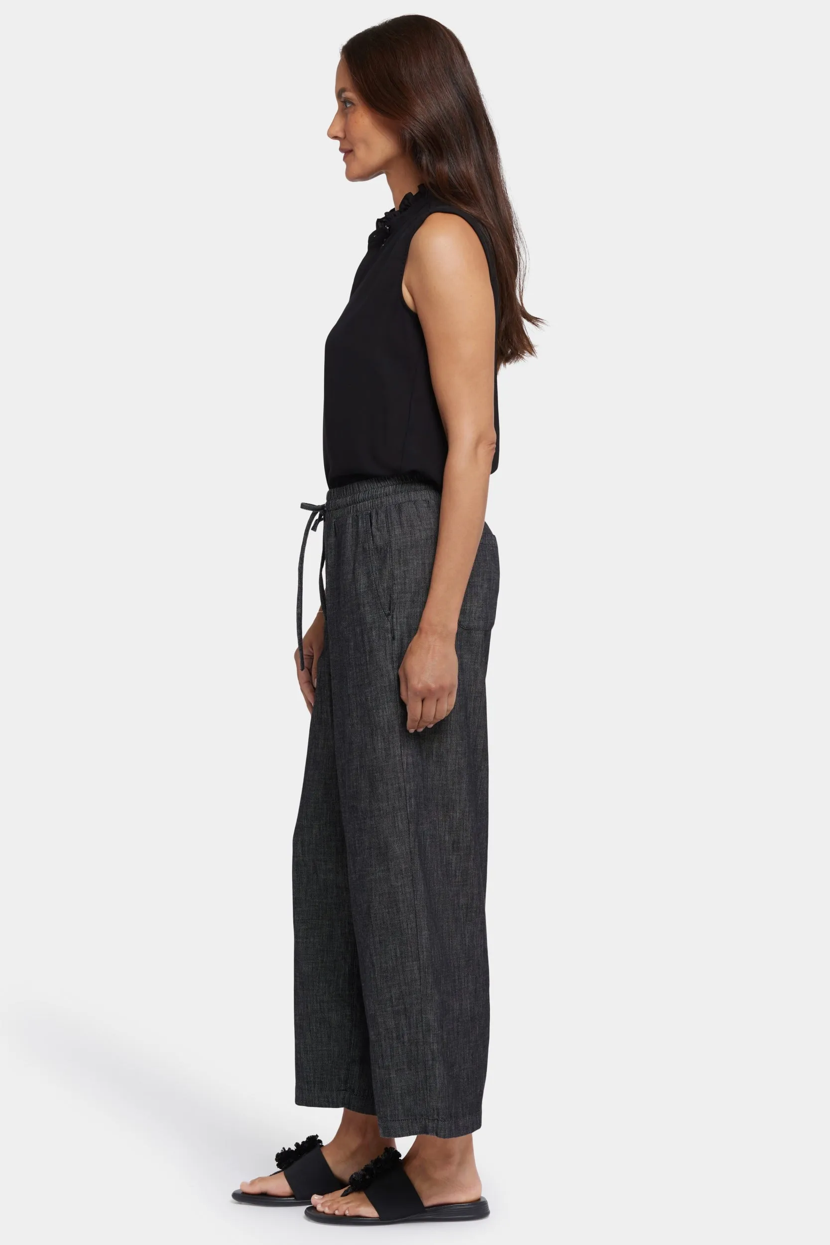 Jayne Pull-On Wide Leg Ankle Pants | Black Rinse