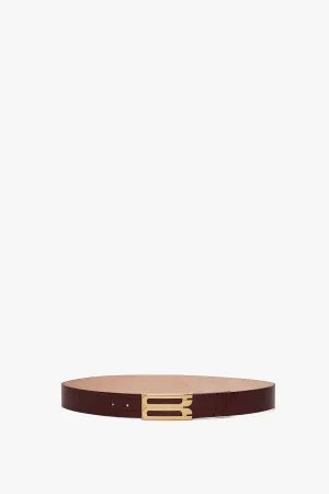 Jumbo Frame Belt In Burgundy Croc Embossed Calf Leather