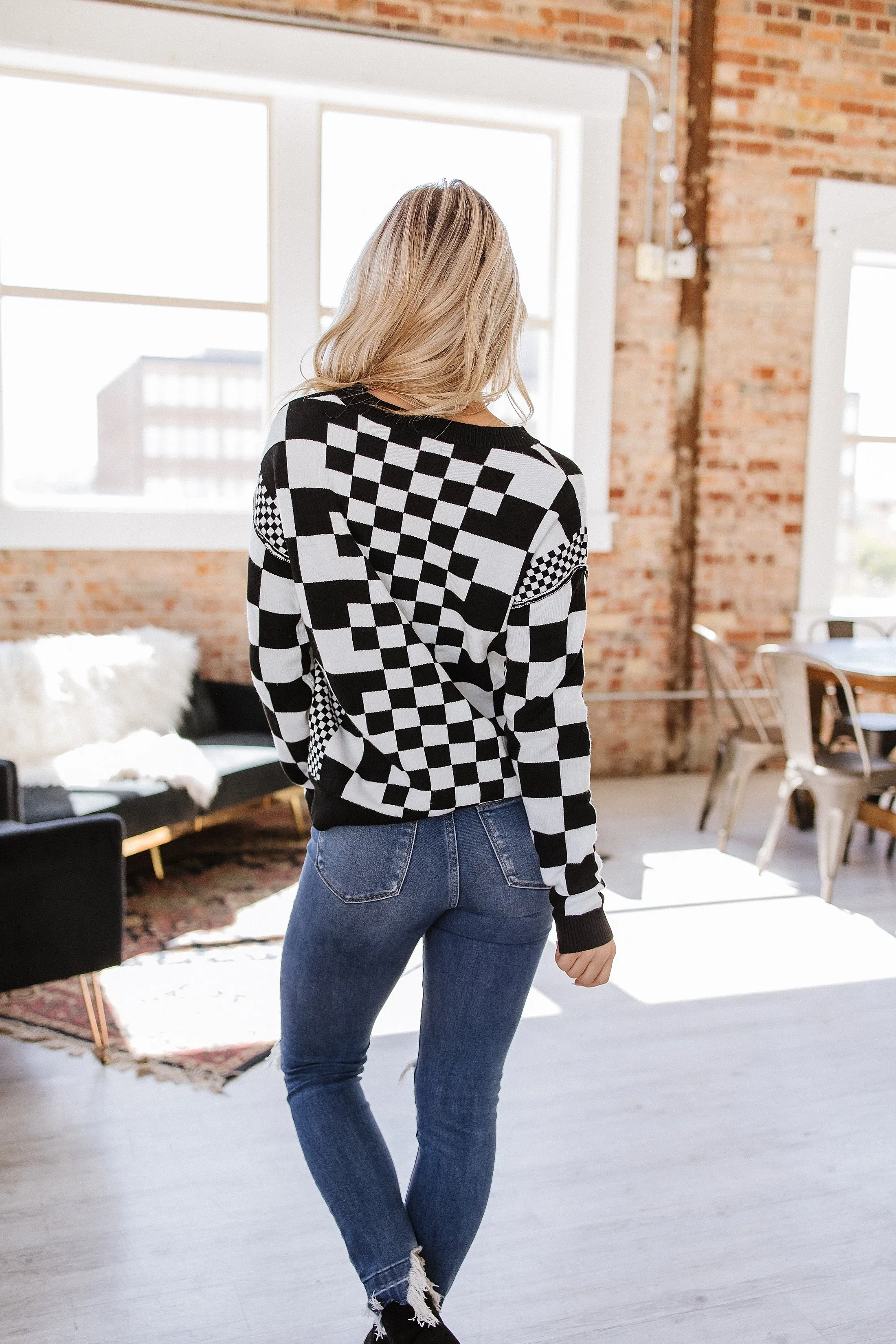 Lexee Checkered Round Neck Sweater | S-2XL | PRE ORDER