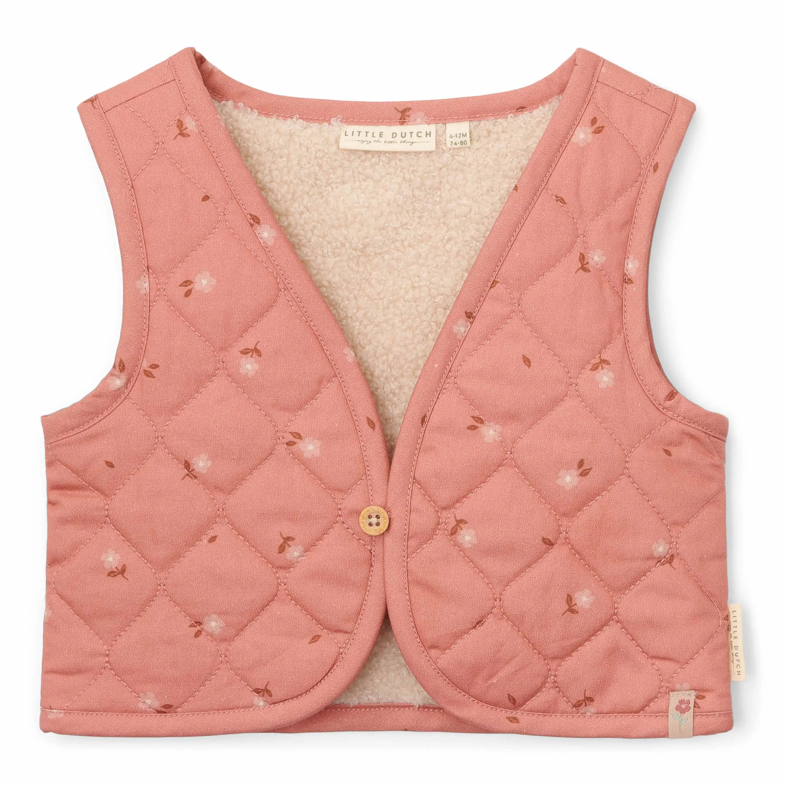 Little Dutch Kleuter Winter Omkeerbaar Gilet Sand / Warm Rose Blooming Flower | Roze