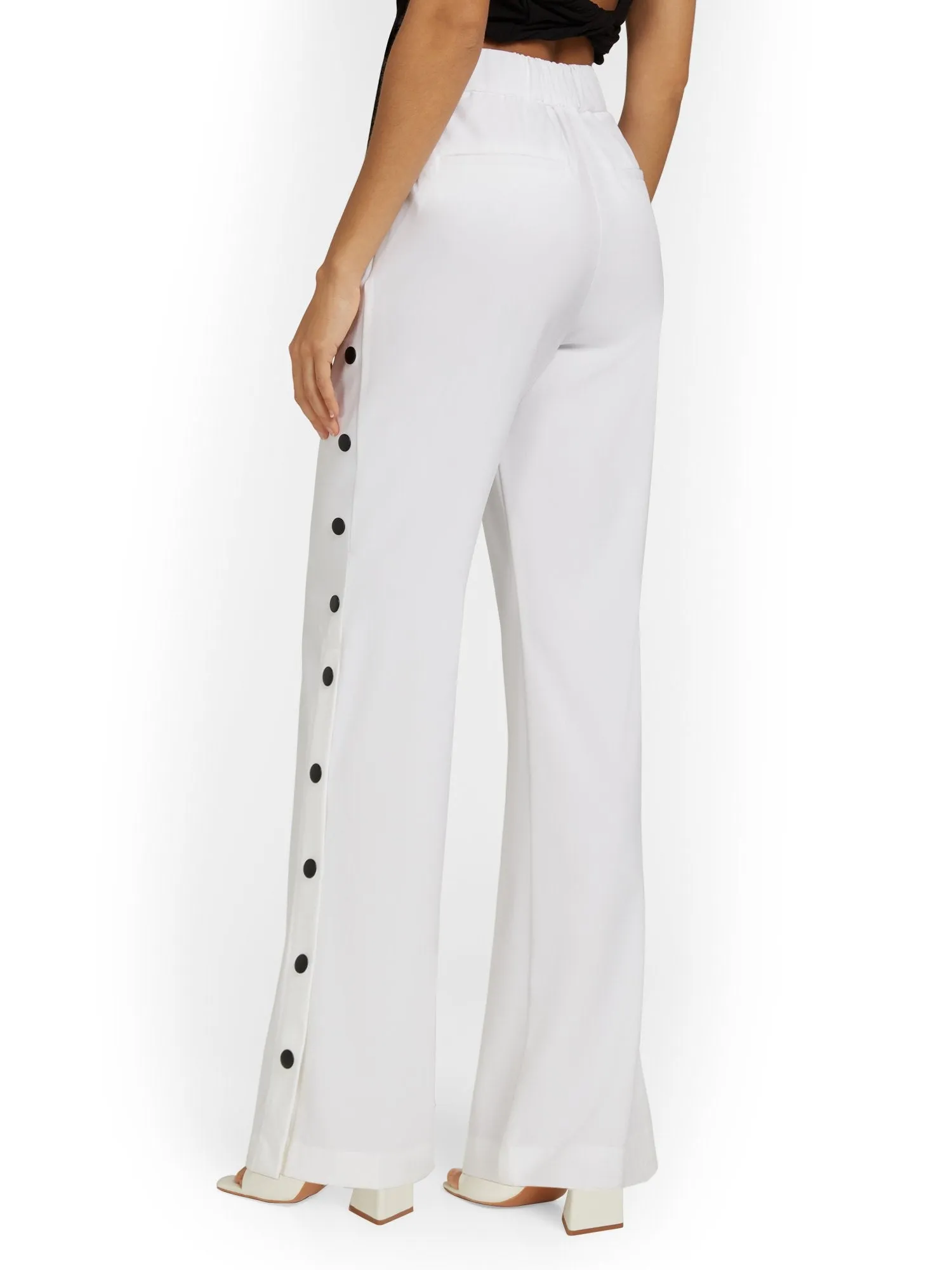 Side-Button Wide-Leg Pant