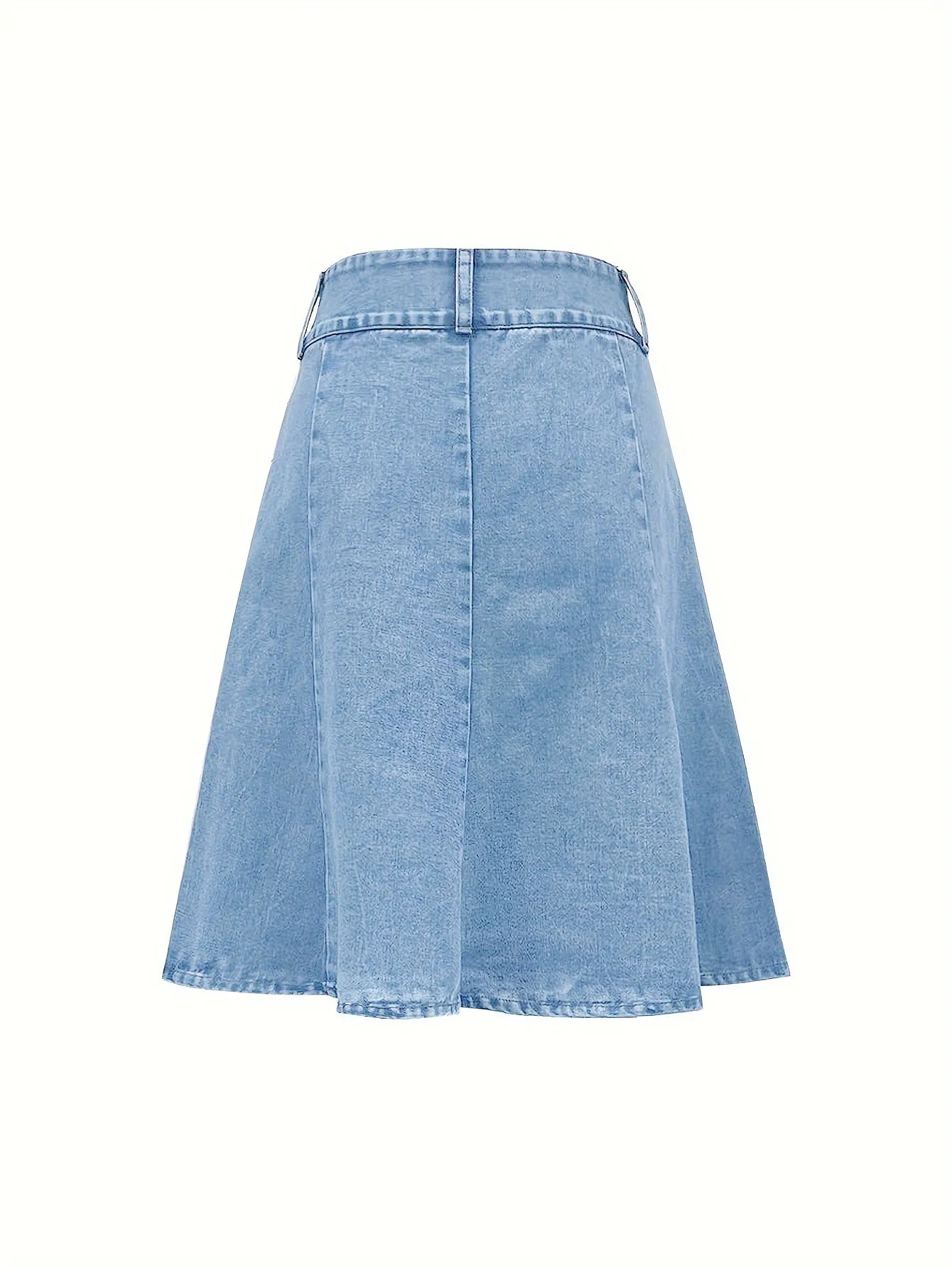 Stylish High Rise A-line Denim Skirt - Women Denim Skirts with Double Buttons, Washed Blue Color, Classic Design - Perfect for Casual Daily Wear