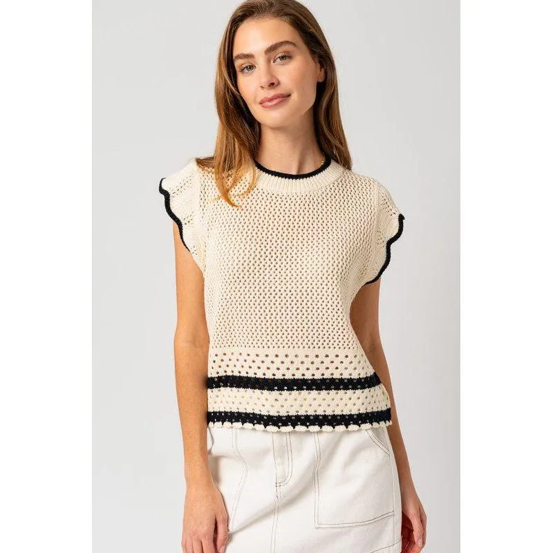 The Jilly Ruffle Knit Contrast Top