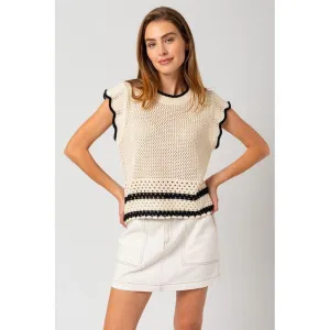 The Jilly Ruffle Knit Contrast Top