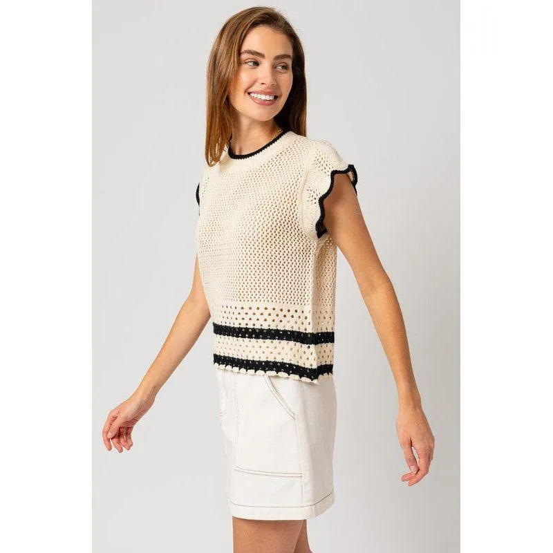 The Jilly Ruffle Knit Contrast Top