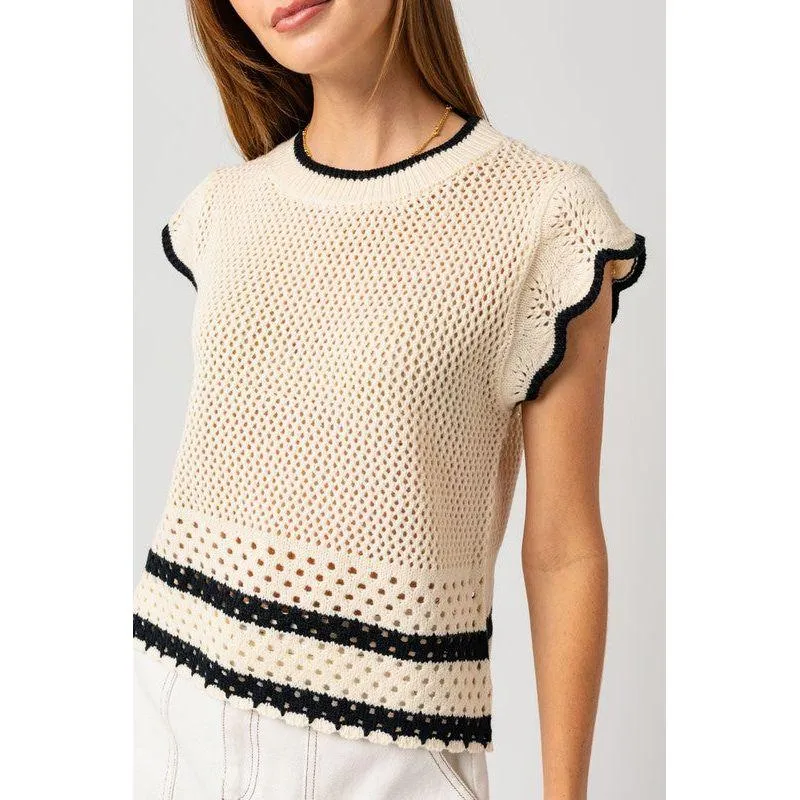 The Jilly Ruffle Knit Contrast Top