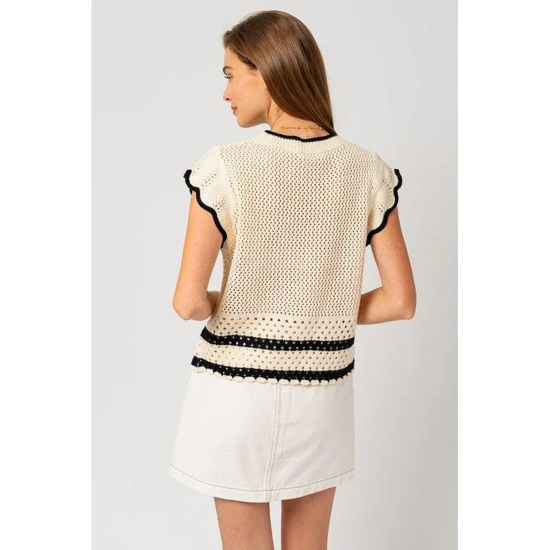 The Jilly Ruffle Knit Contrast Top